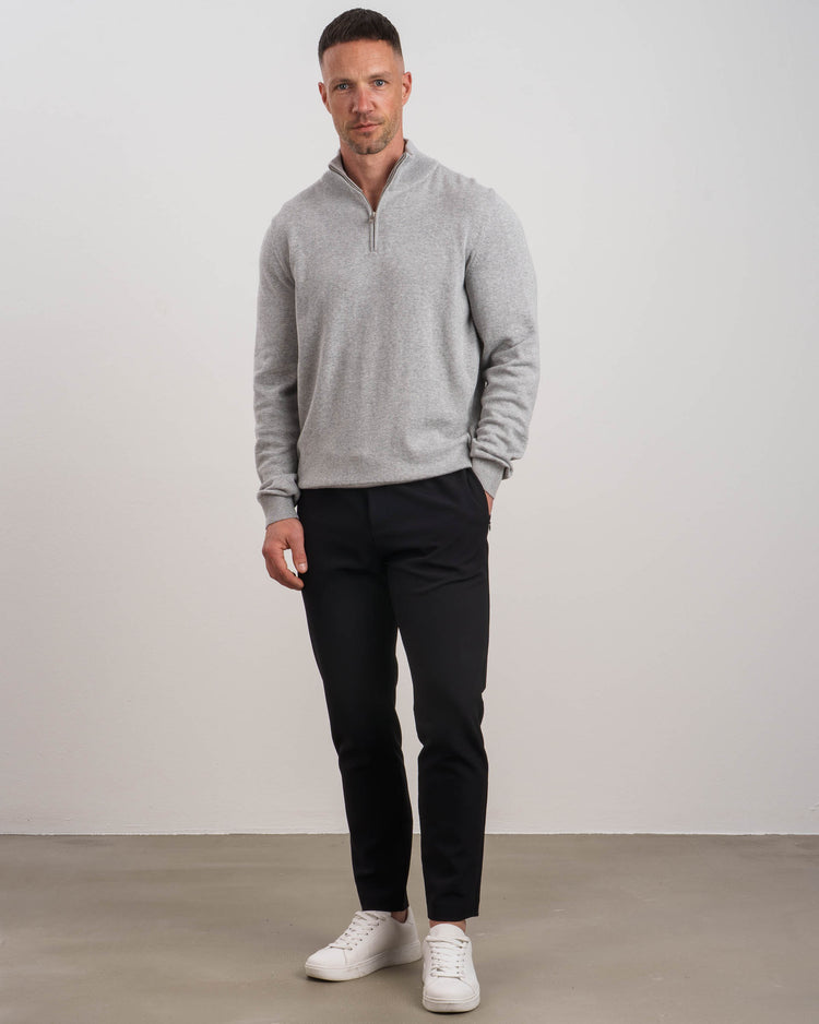 Light Knit Half-Zip (Grey Melange)