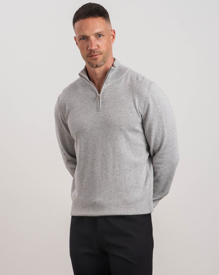 Light Knit Half-Zip (Grey Melange)