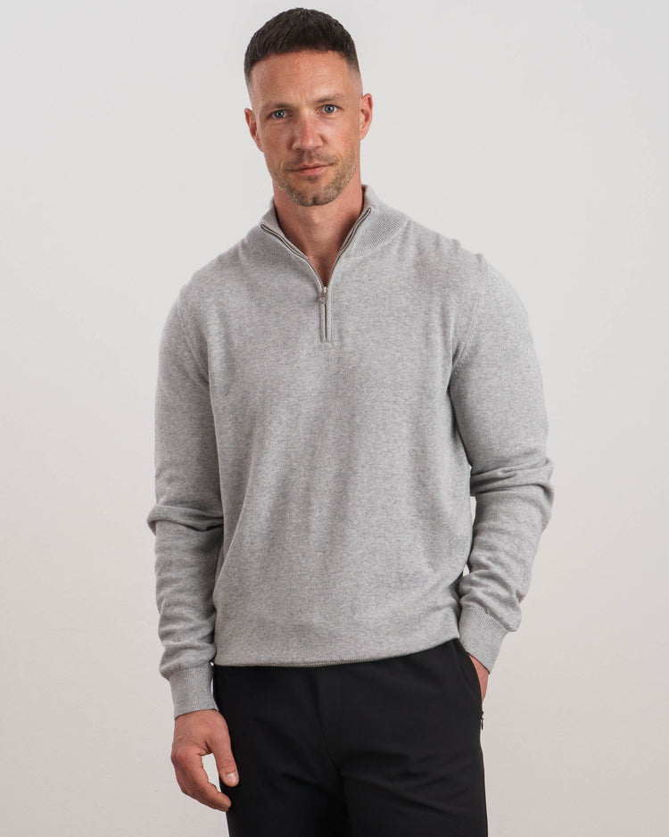 Light Knit Half-Zip (Grey Melange)