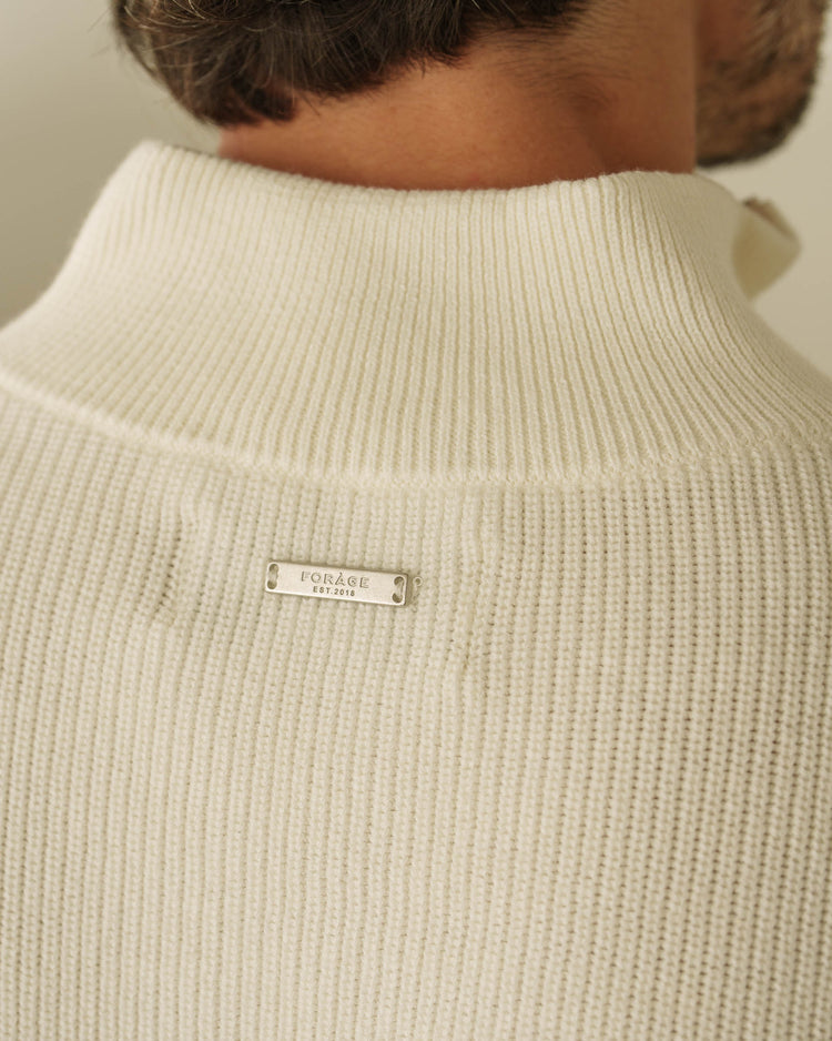 Rib Knit Troyer (Off-White)