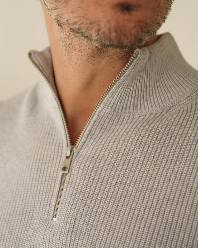Rib Knit Troyer (Mid Grey)