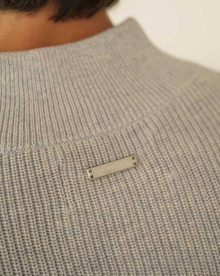 Rib Knit Troyer (Mid Grey)