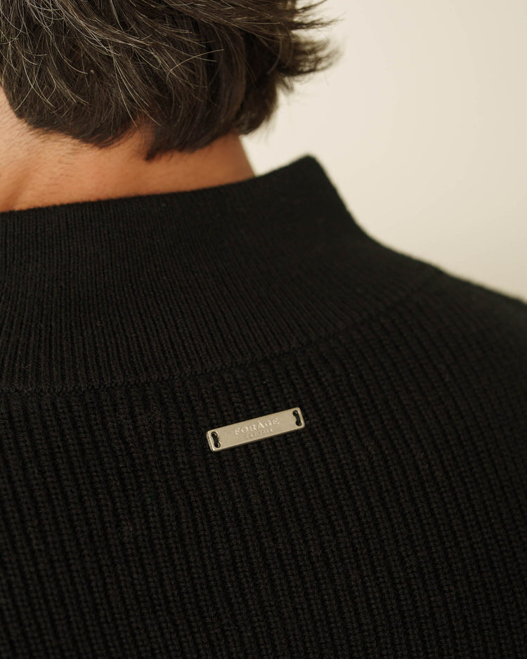 Rib Knit Troyer (Black)