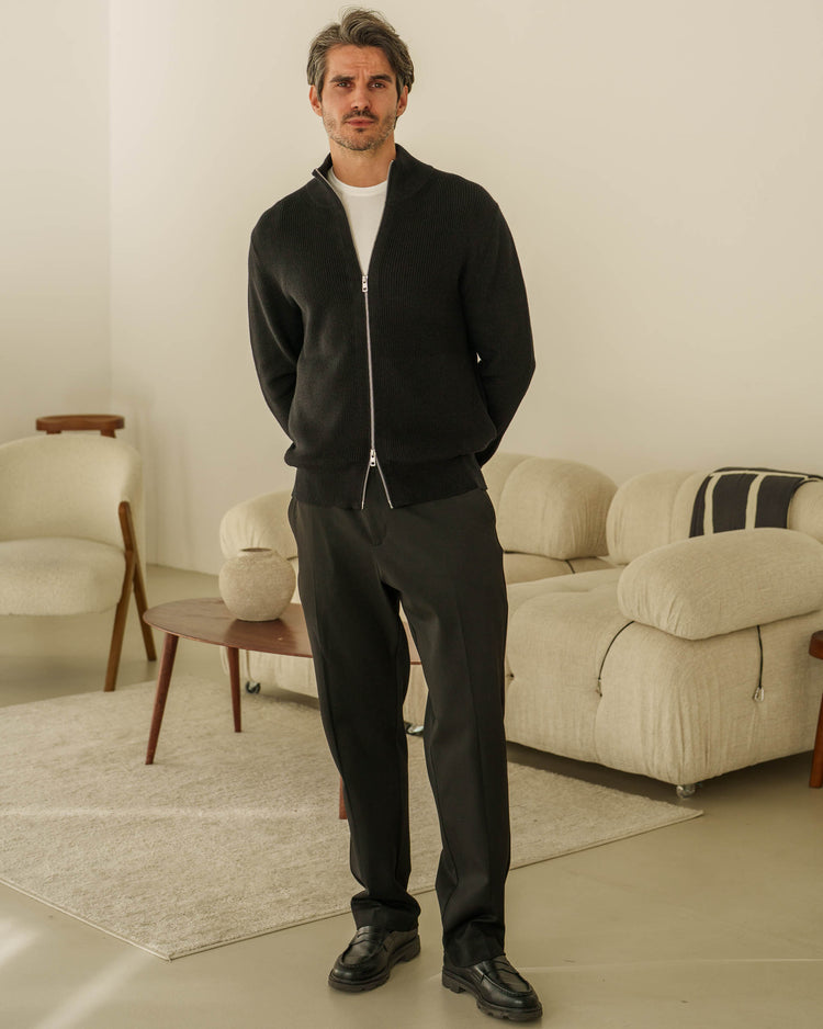 Rib Knit Cardigan (Black)