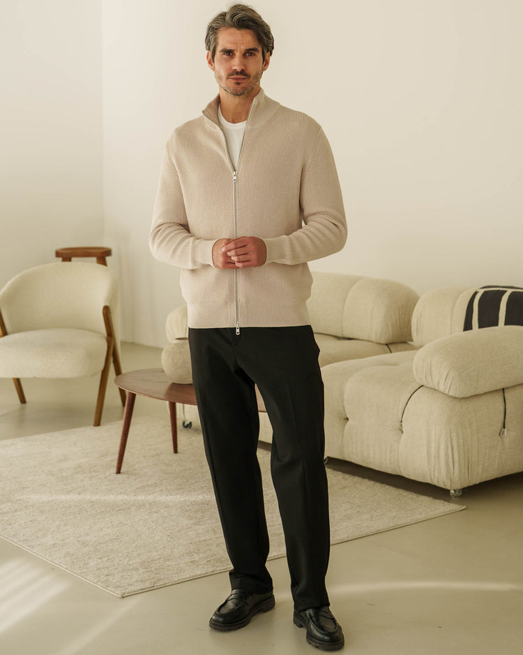 Rib Knit Cardigan (Sand)