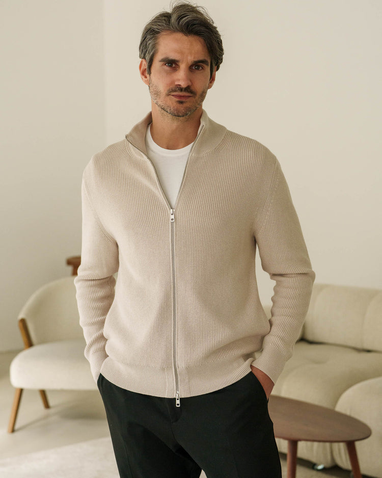Rib Knit Cardigan (Sand)