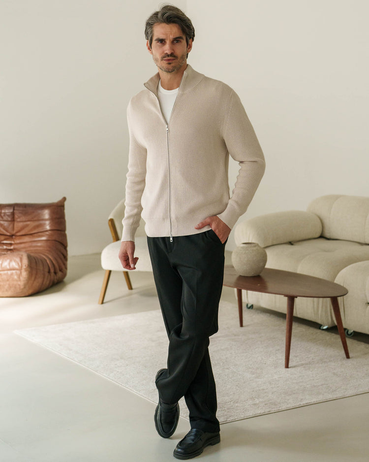 Rib Knit Cardigan (Sand)