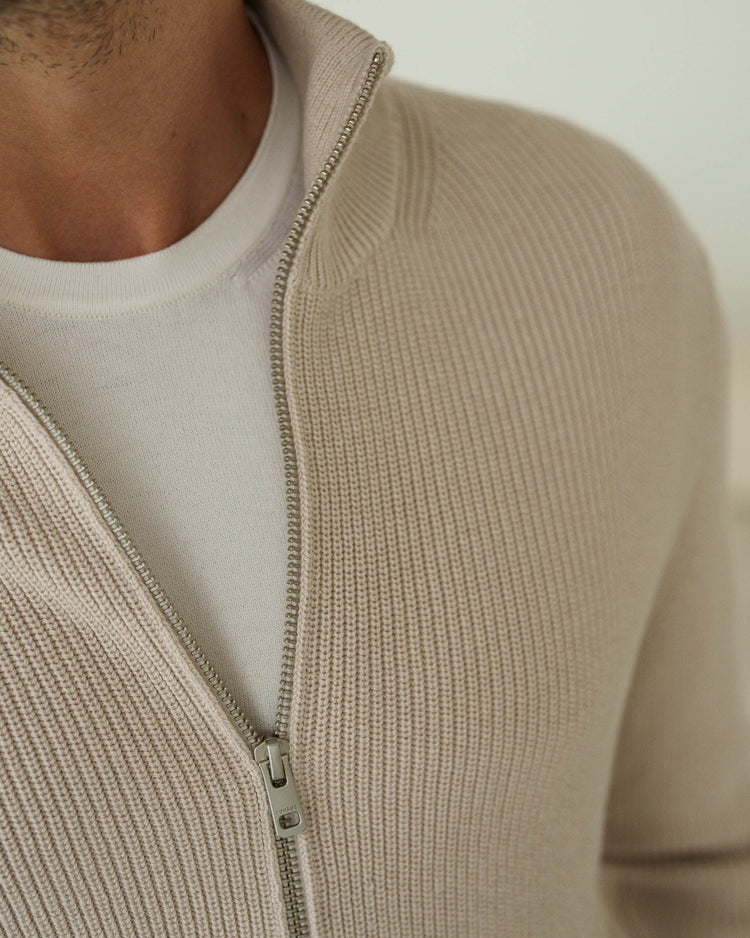 Rib Knit Cardigan (Sand)