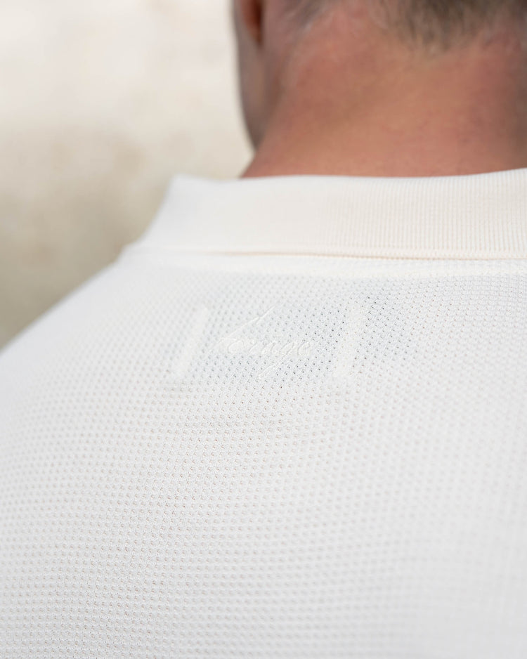 Waffle Zip-Poloshirt (Off-White)