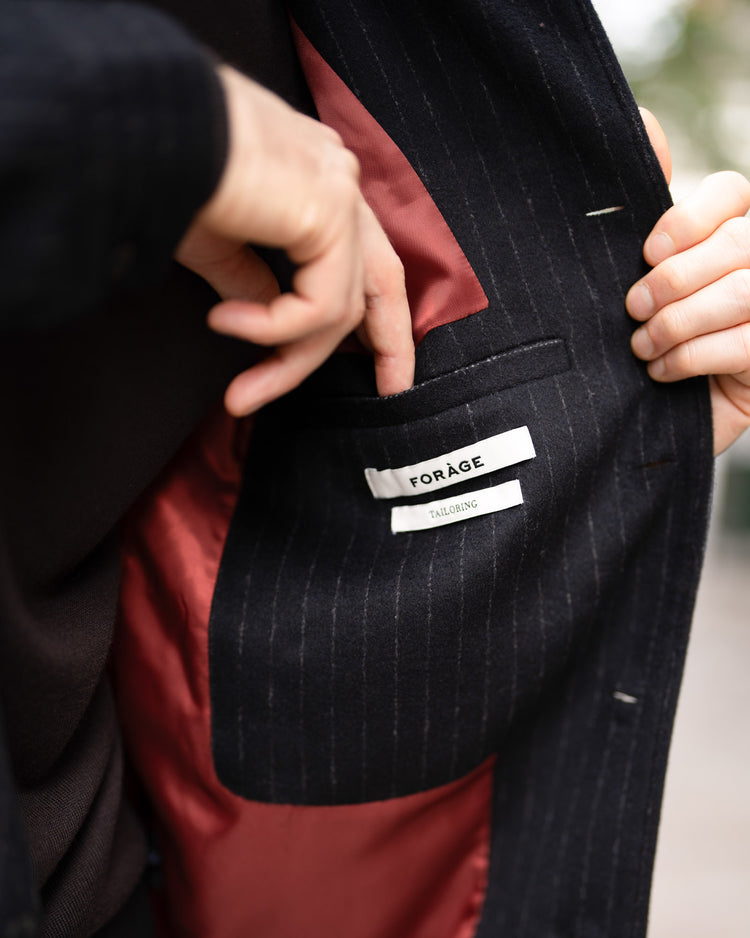 Pinstripe Flanell Overshirt (Black)
