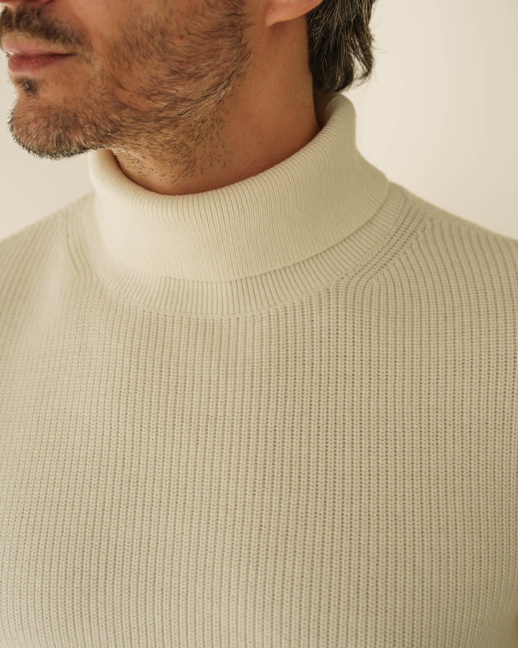 Rib Knit Turtleneck (Off-White)