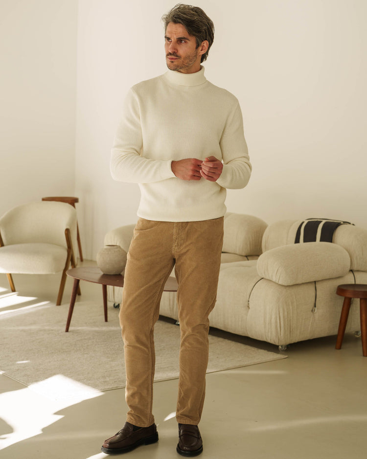 Rib Knit Turtleneck (Off-White)