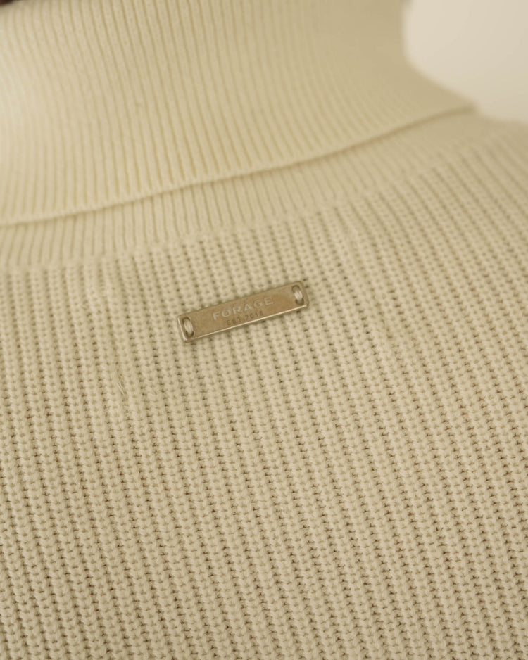 Rib Knit Turtleneck (Off-White)