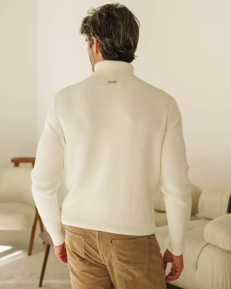 Rib Knit Turtleneck (Off-White)