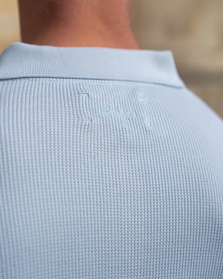 Waffle Zip-Poloshirt (Light Blue)