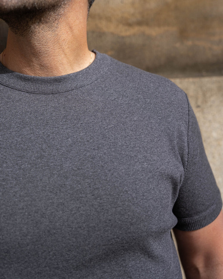 Fine Rib T-Shirt (dark grey marl)