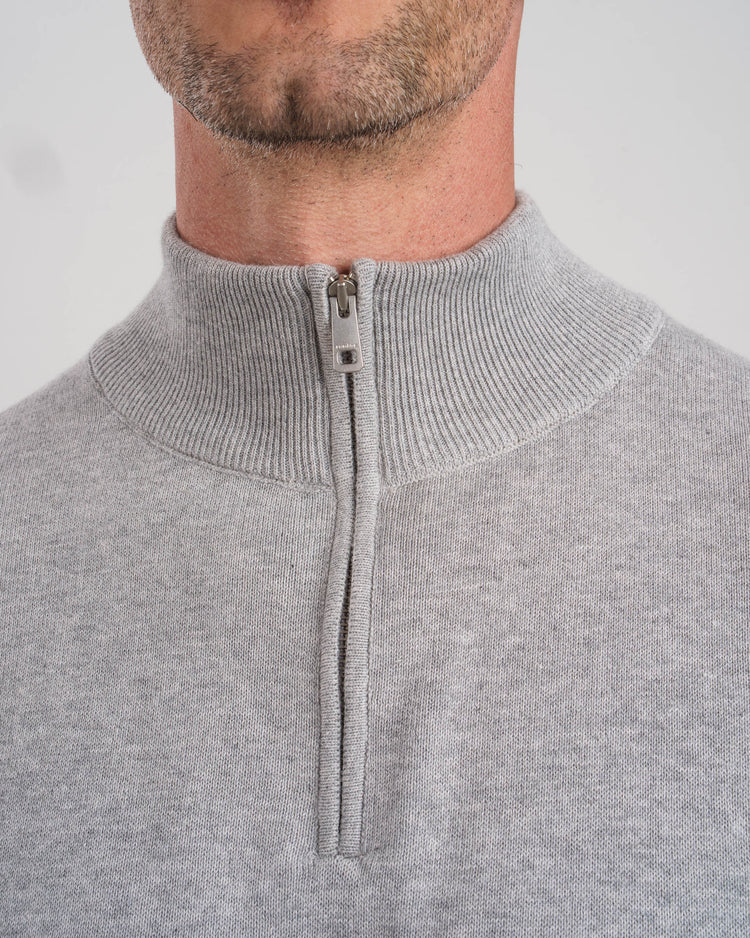 Light Knit Half-Zip (Grey Melange)