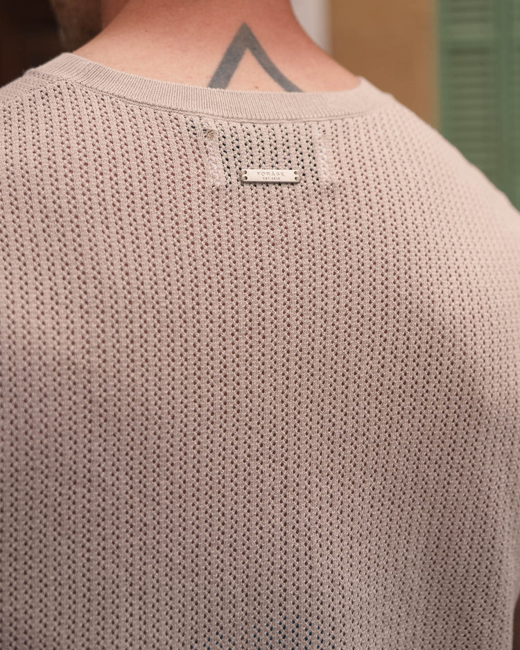 Mesh Knit Sleeveless Shirt (Greige)