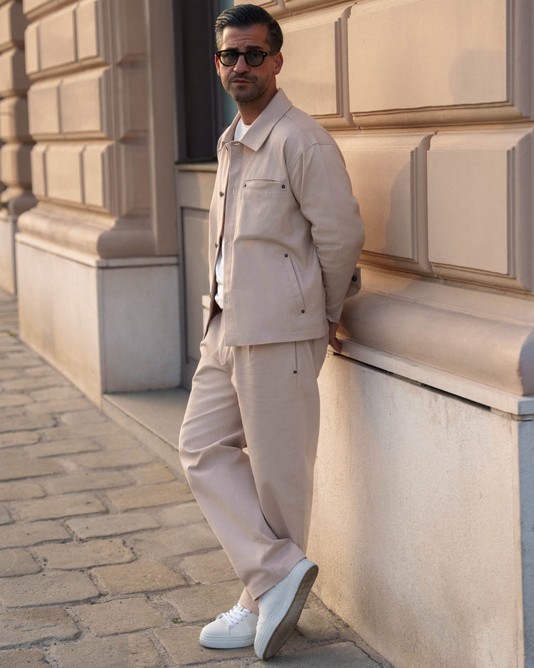 Pleated Denim Pants (Oatmeal)