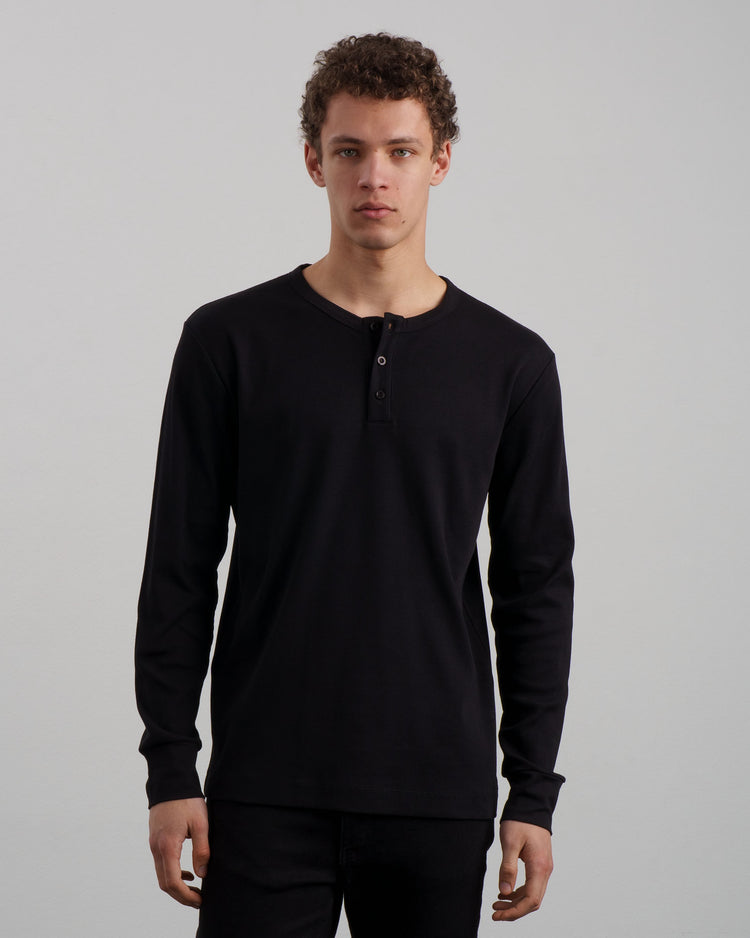 Ribbed Henley Shirt (black)