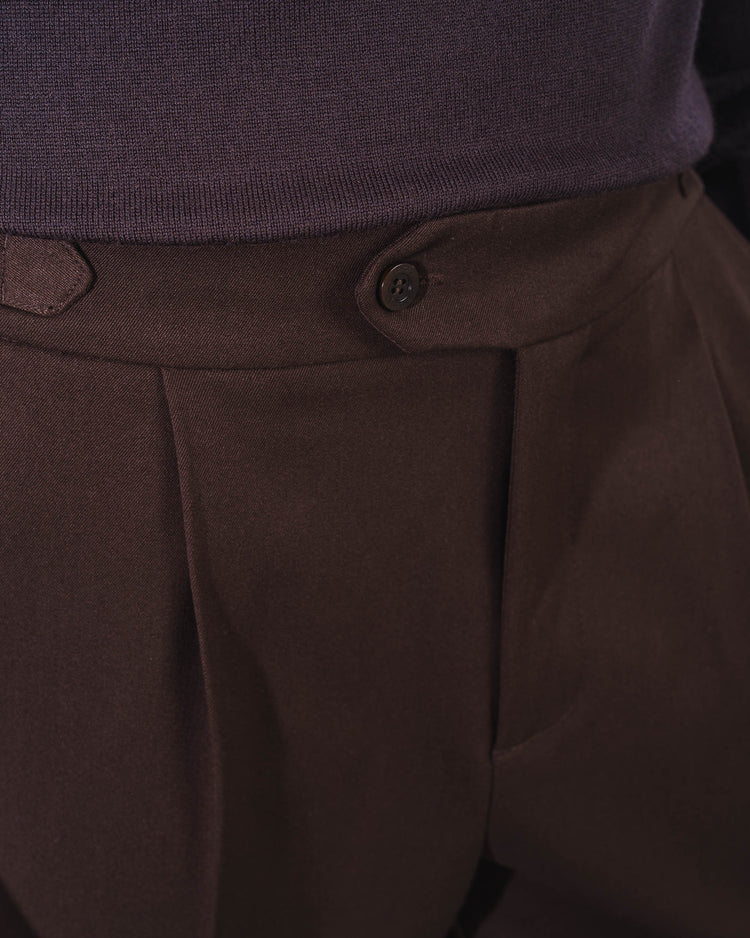 Buckle Suit Pants Tapered Fit (Brown)