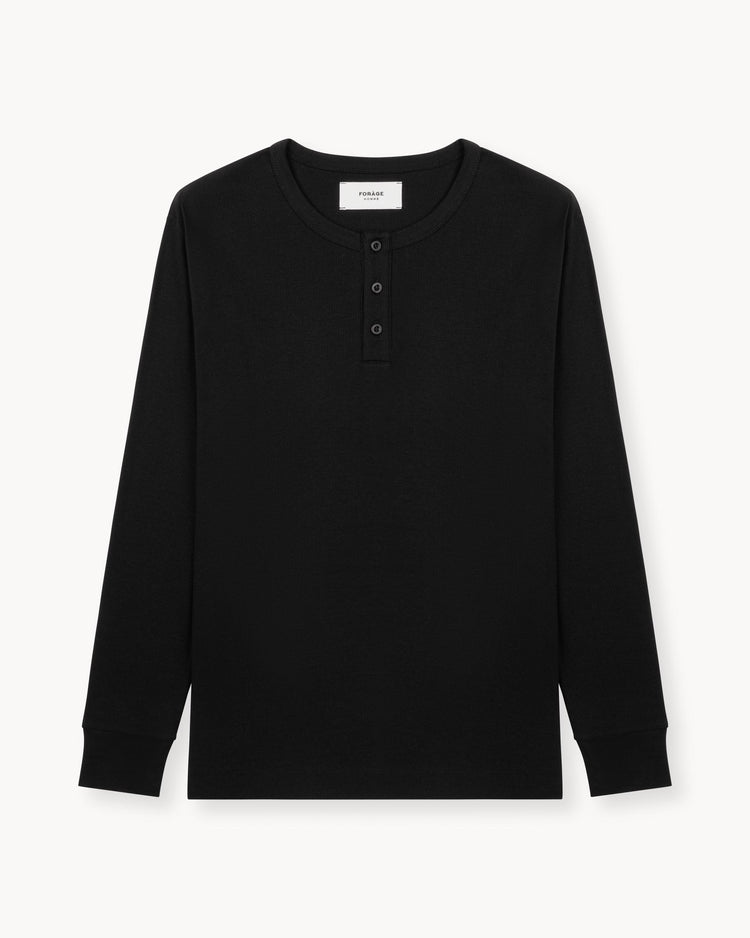 Ribbed Henley Shirt (black)