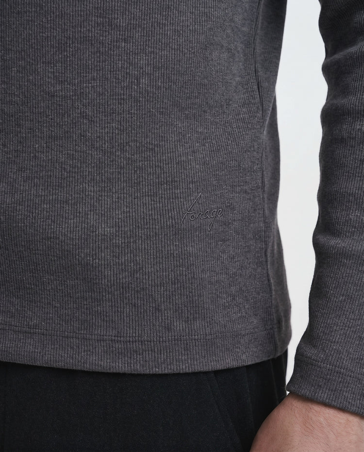 Fine Rib Long Sleeve (Dark Grey Melange)