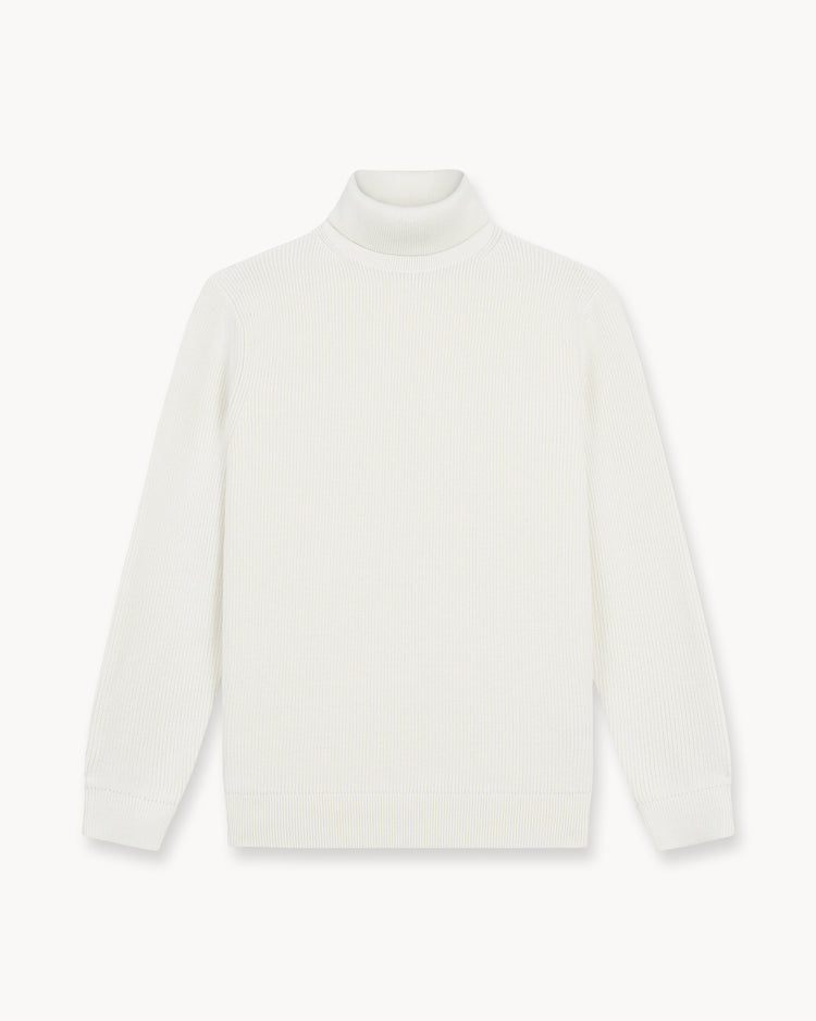 Rib Knit Turtleneck (Off-White)