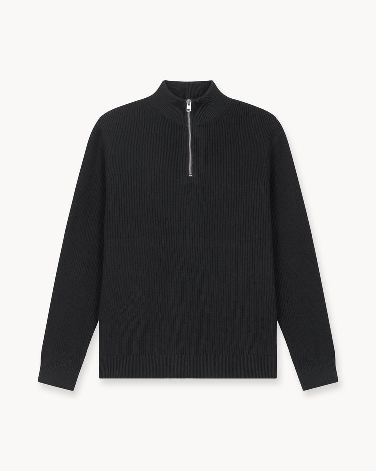 Rib Knit Troyer (Black)