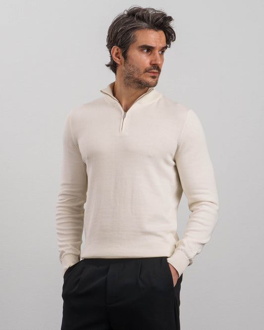 Light Knit Half-Zip (off-white)