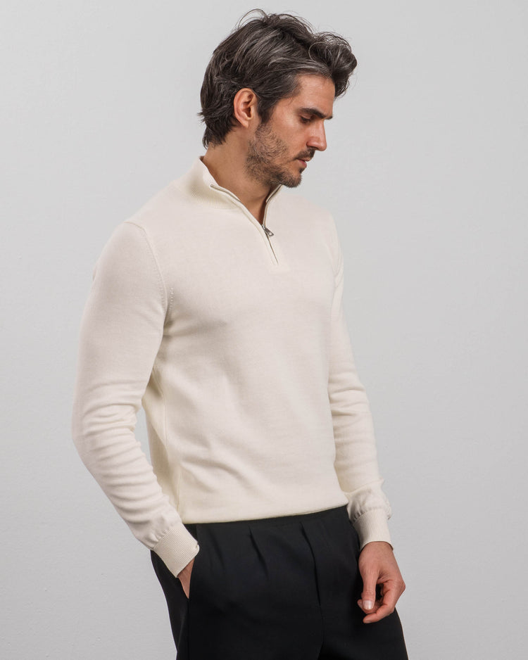 Light Knit Half-Zip (off-white)