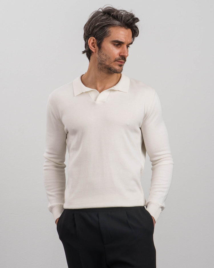 Knit Polo Longsleeve (off-white)