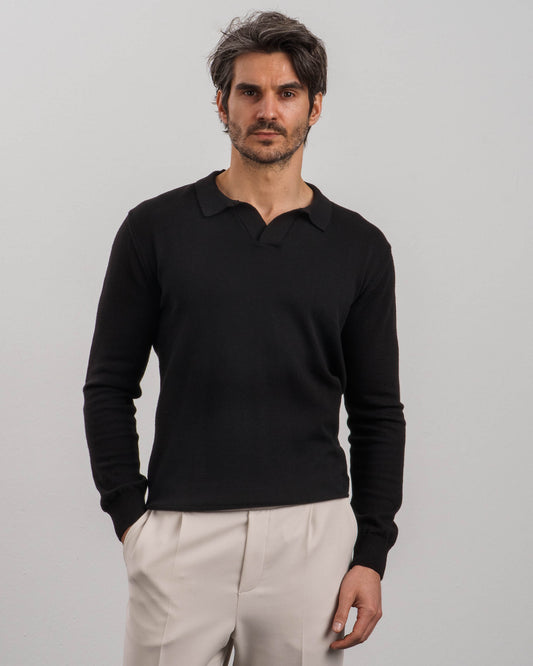 Knit Polo Longsleeve (black)