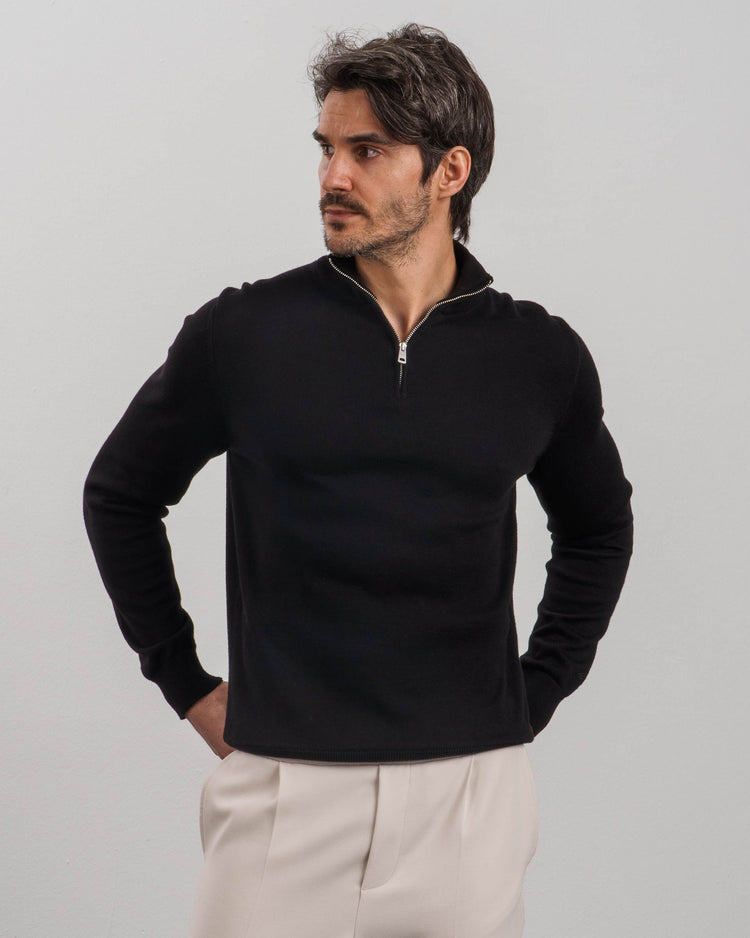 Light Knit Half-Zip (black)