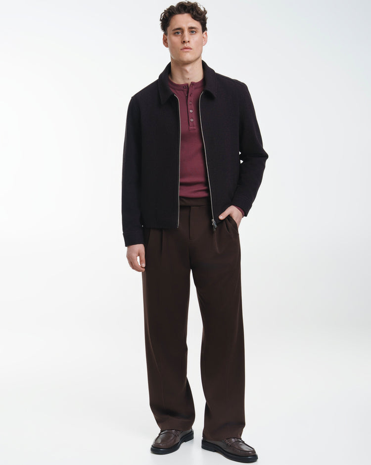 Wool Harrington Jacket (Dark Brown)