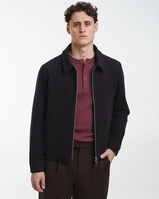 Wool Harrington Jacket (Dark Brown)