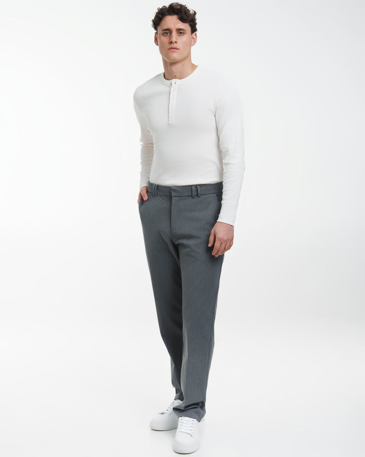 Fine Rib Henley Longsleeve (Off-White)