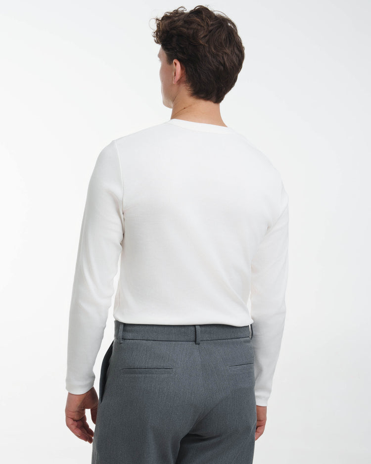 Fine Rib Henley Longsleeve (Off-White)