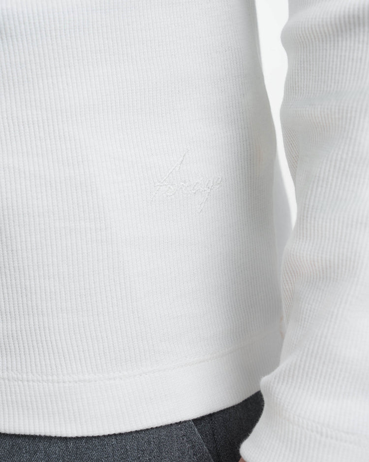 Fine Rib Henley Longsleeve (Off-White)