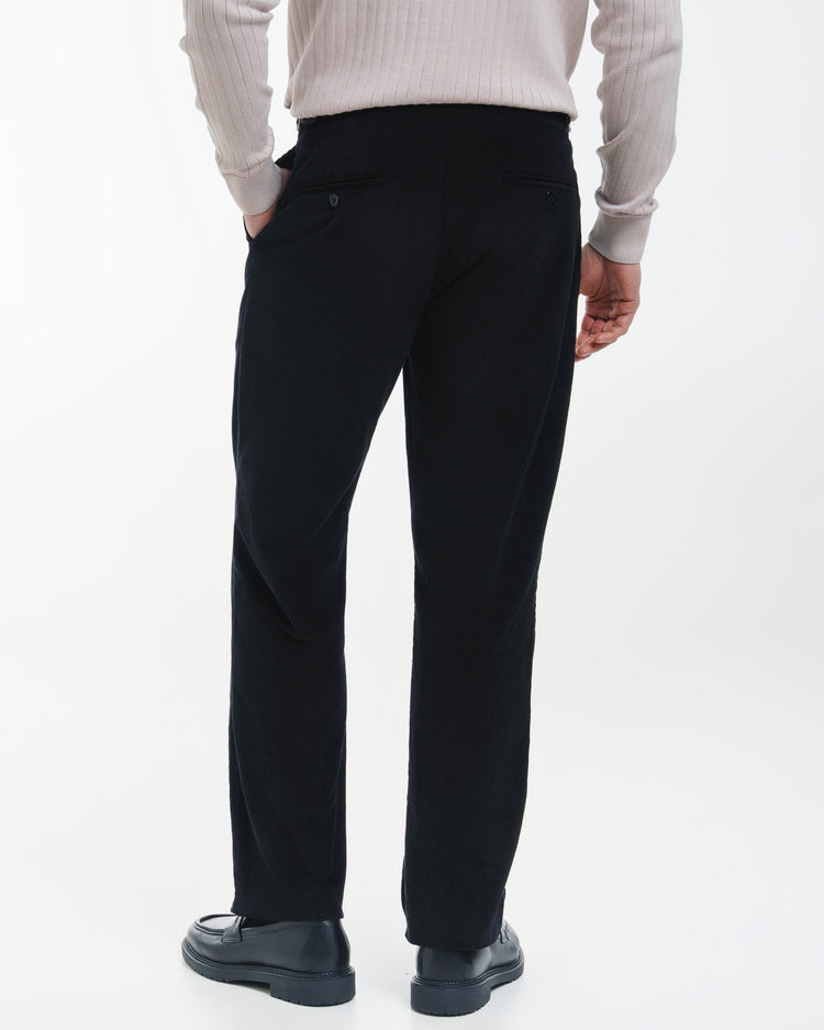 Cord Buckle Pants Regular Fit (Black)
