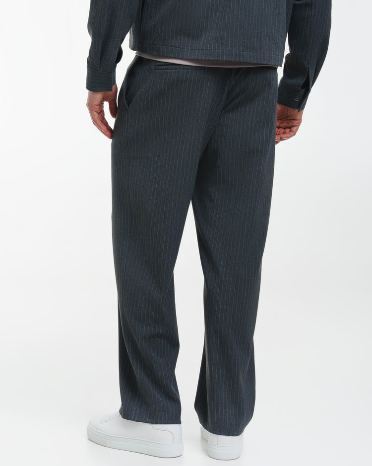 Suit Pants Loose Fit (Grey Pinstriped)