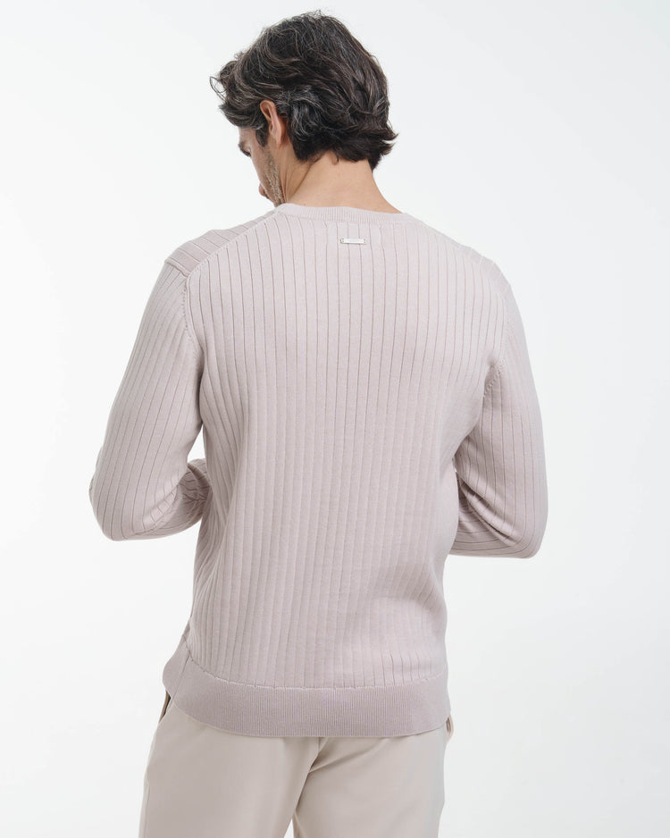 Wide Rib Knit Crewneck (Taupe)