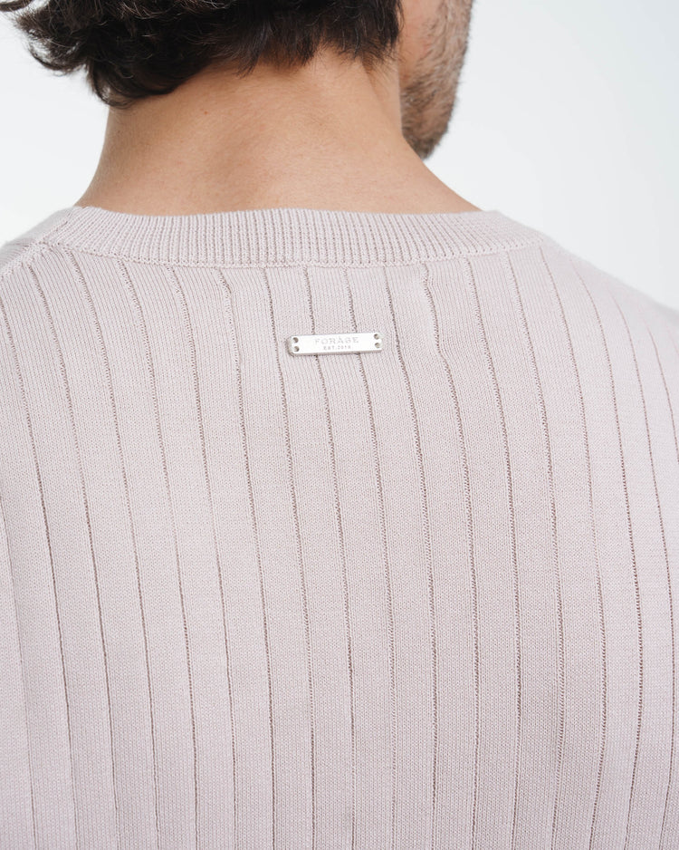 Wide Rib Knit Crewneck (Taupe)