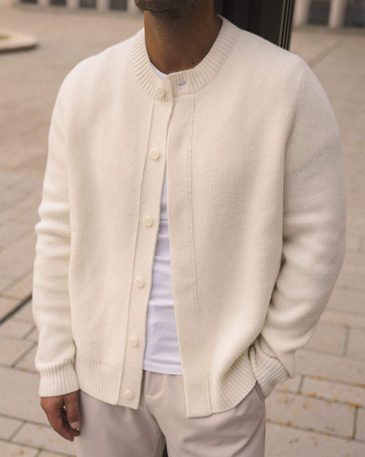 Wool Button Down Knit Cardigan (Off-White)