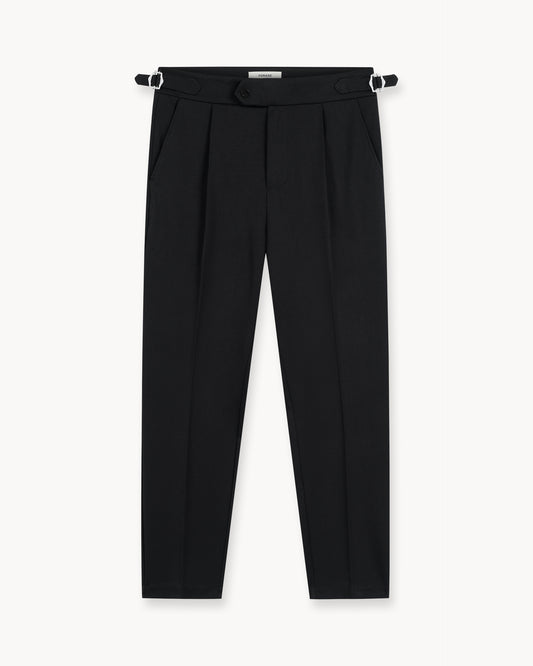 Buckle Suit Pants Tapered Fit (Black)