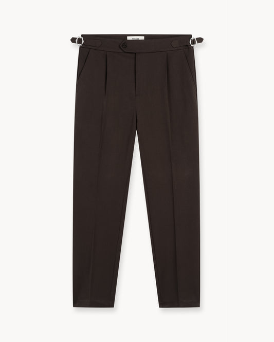 Buckle Suit Pants Tapered Fit (Brown)