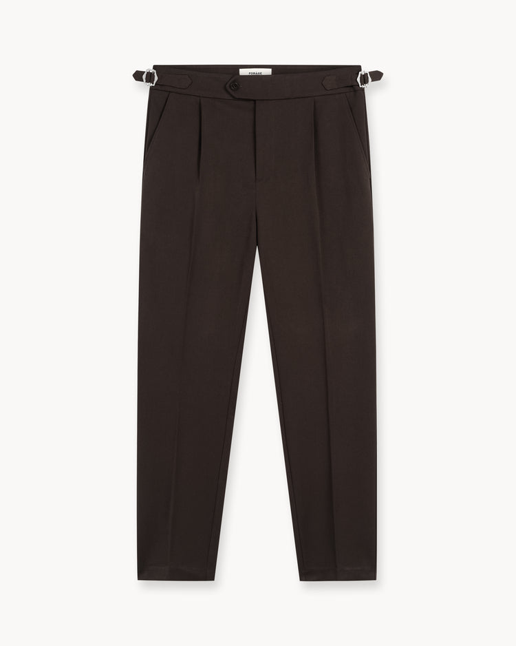 Buckle Suit Pants Tapered Fit (Brown)