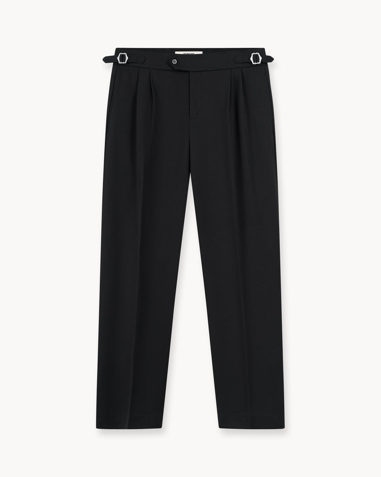 Buckle Suit Trousers Loose Fit (Black)