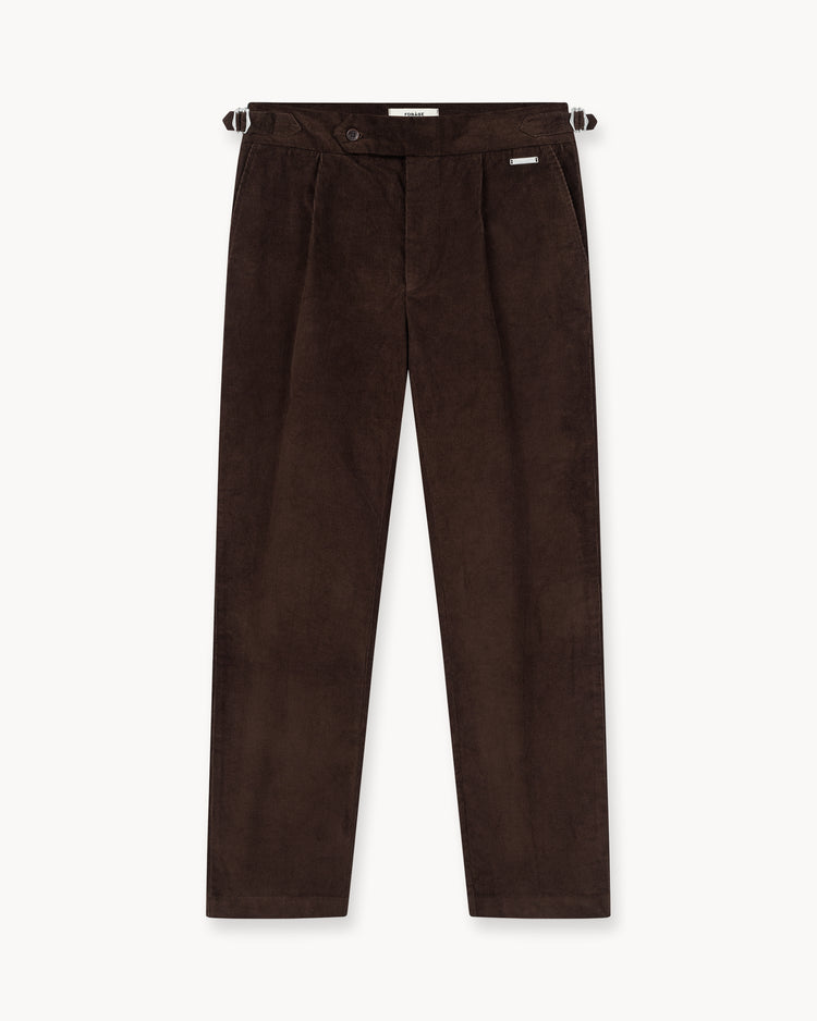 Cord Buckle Pants Regular Fit (Brown)