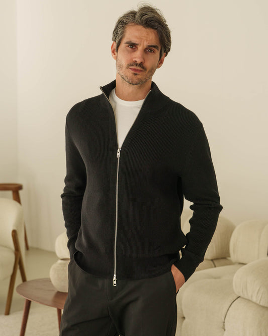 Rib Knit Cardigan (Black)